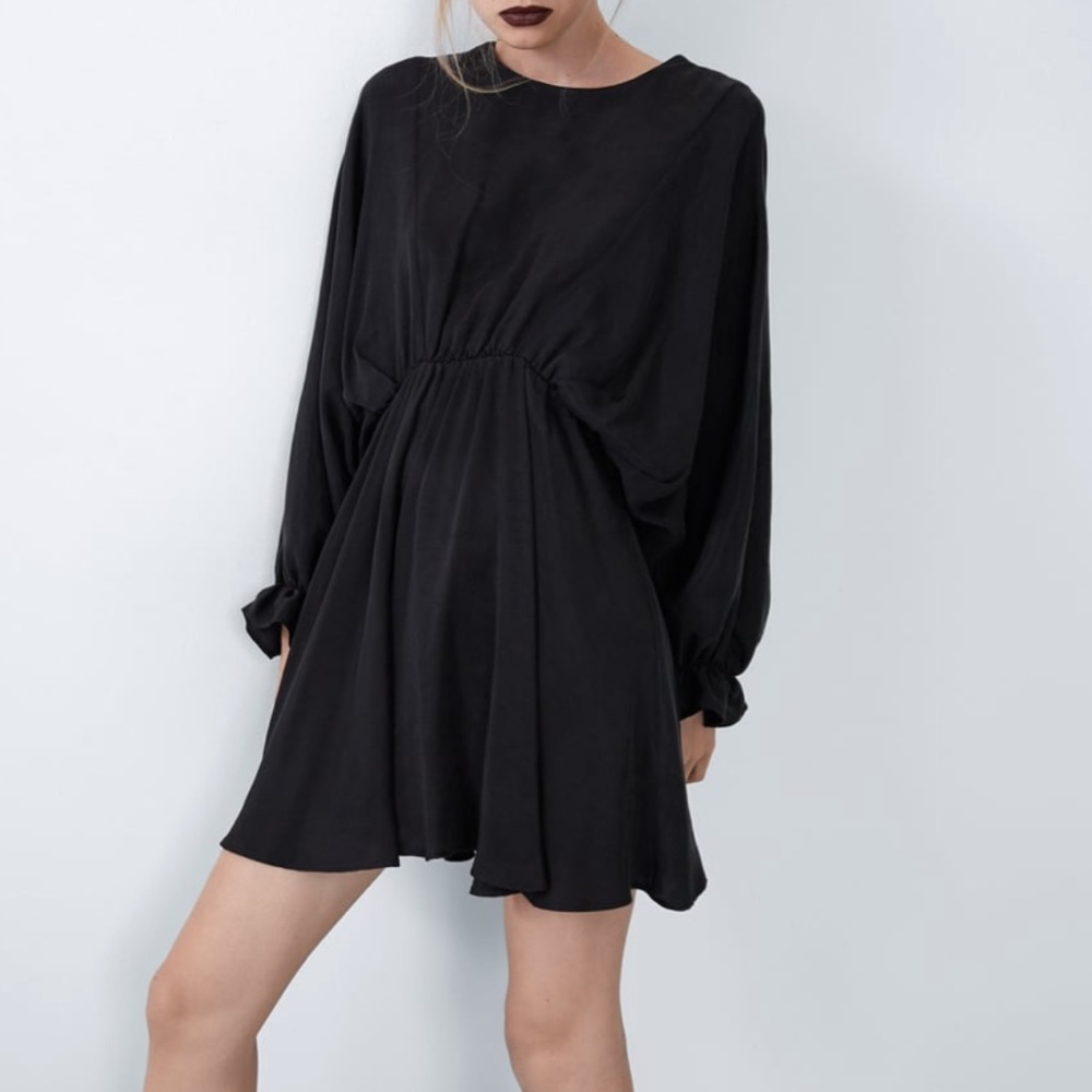 Zara voluminous satin effect dress